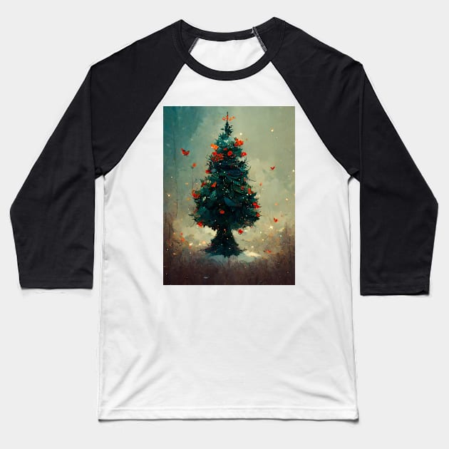 Christmas Tree Baseball T-Shirt by dskfstudio